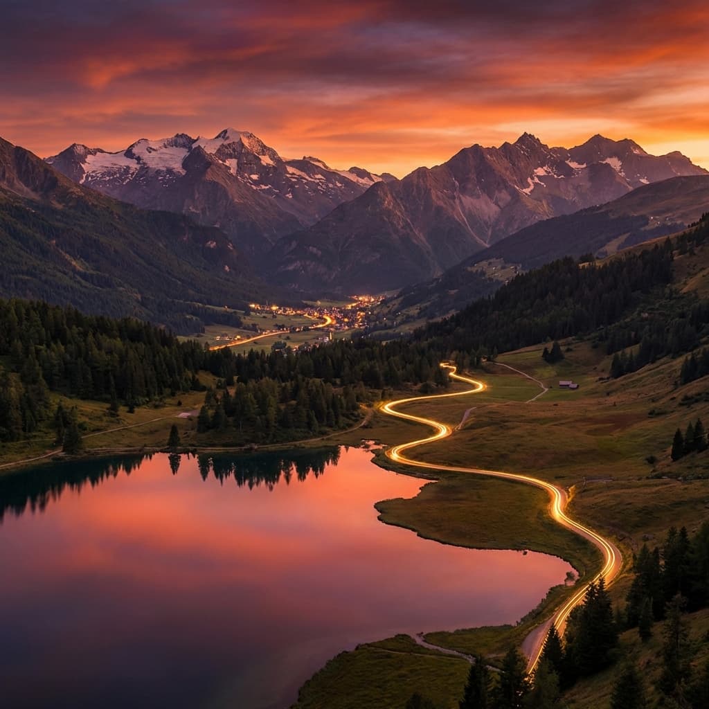 Swiss Railroad into the distance - SBB Red Glow